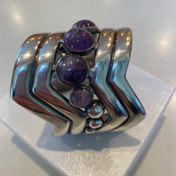 Sterling Amethyst Cuff William SPRATLING TAXCO 1940’s - Picture 5 of 14
